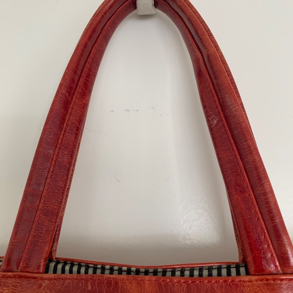 Large Genuine Leather Tote Bag – Burnt Orange – Striped Interior - Picture 9 of 11